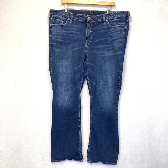 Silver Jeans Avery Slim Boot Womens Size 22 Blue Distressed Hem Stretch 42x31 - Picture 1 of 16